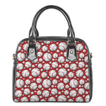 Red Baseball Pattern Print Shoulder Handbag