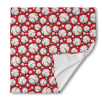 Red Baseball Pattern Print Silk Bandana