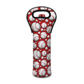Red Baseball Pattern Print Single Neoprene Wine Tote