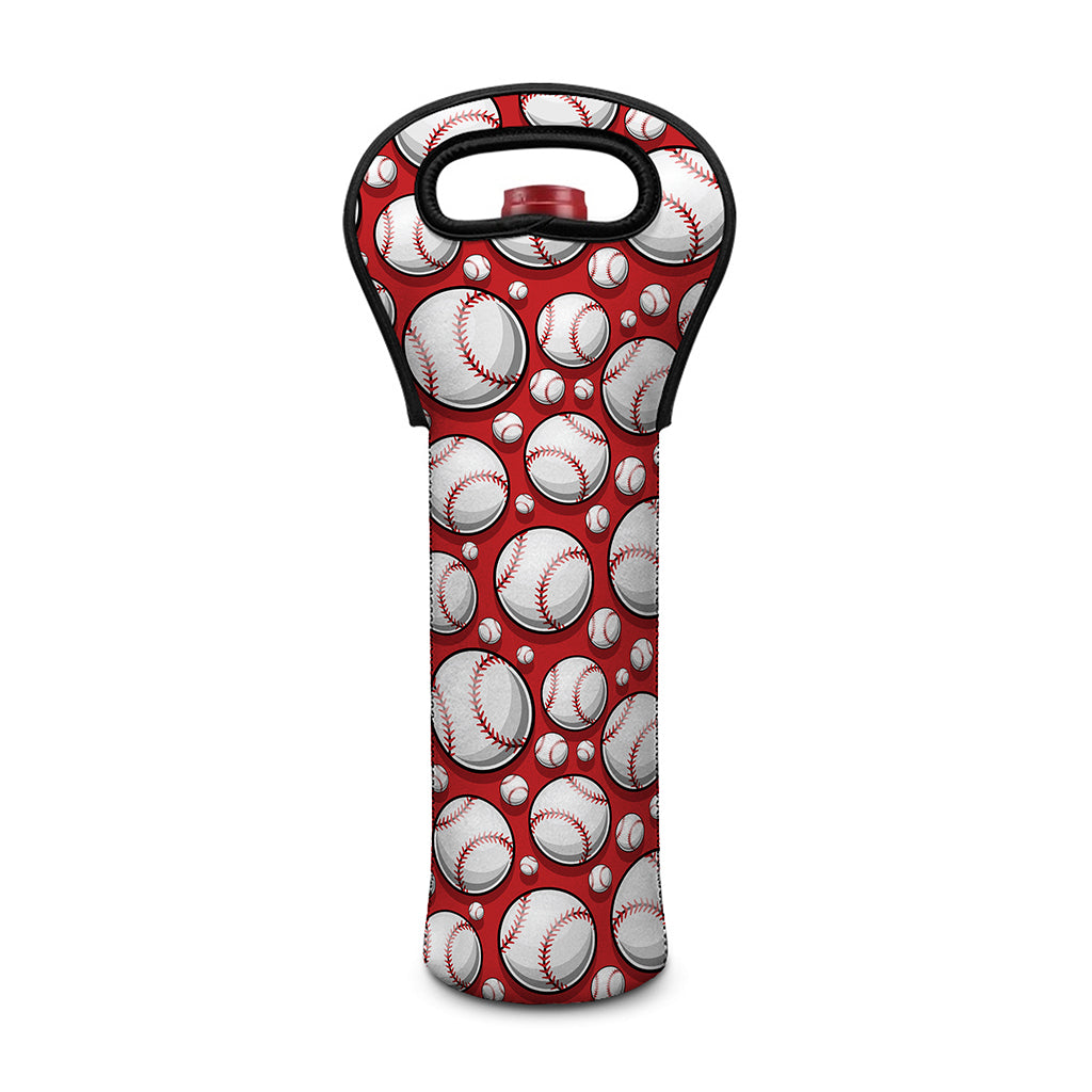 Red Baseball Pattern Print Single Neoprene Wine Tote