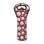 Red Baseball Pattern Print Single Neoprene Wine Tote