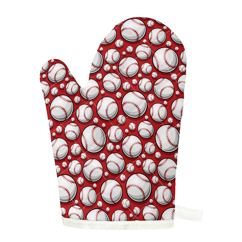 Red Baseball Pattern Print Single Oven Mitt