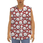 Red Baseball Pattern Print Sleeveless Baseball Jersey