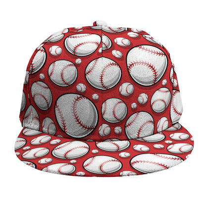 Red Baseball Pattern Print Snapback Cap