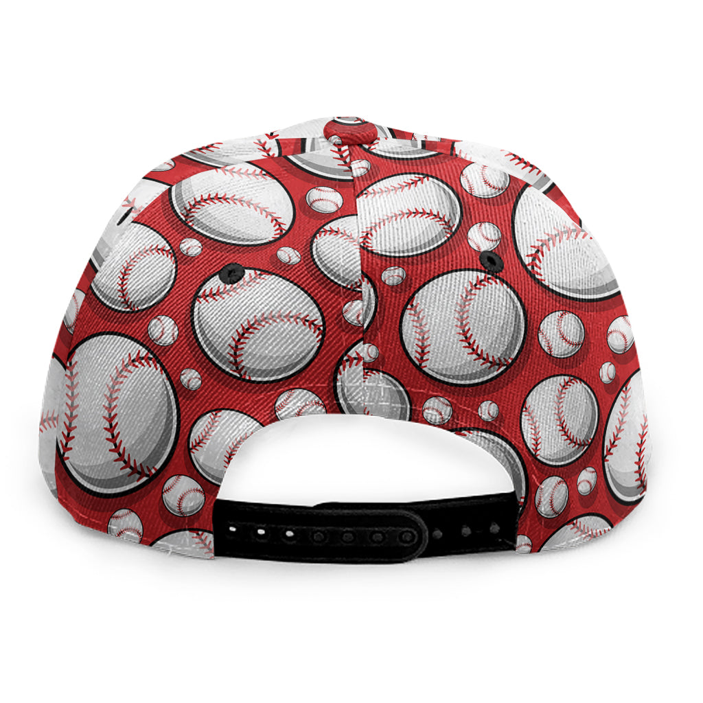 Red Baseball Pattern Print Snapback Cap