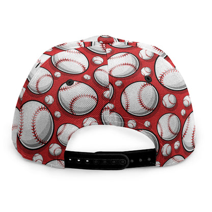 Red Baseball Pattern Print Snapback Cap
