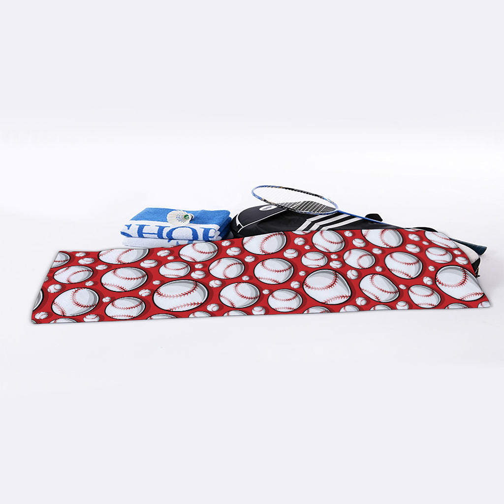 Red Baseball Pattern Print Sports Towel