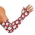 Red Baseball Pattern Print Sun Protection Arm Sleeves