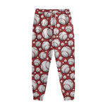Red Baseball Pattern Print Sweatpants