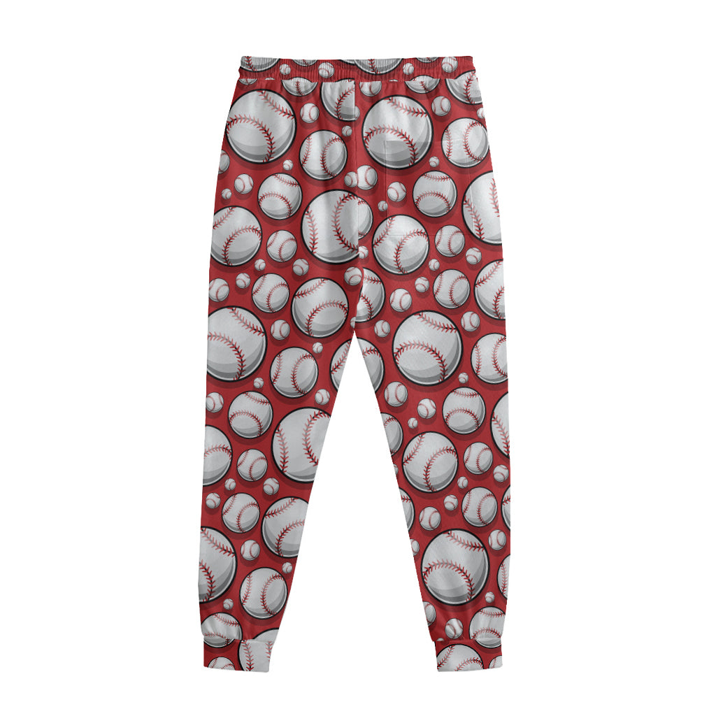 Red Baseball Pattern Print Sweatpants