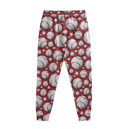 Red Baseball Pattern Print Sweatpants