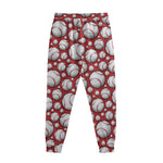 Red Baseball Pattern Print Sweatpants