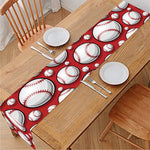 Red Baseball Pattern Print Table Runner