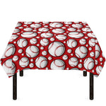 Red Baseball Pattern Print Tablecloth