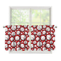 Red Baseball Pattern Print Tier Curtains