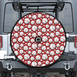 Red Baseball Pattern Print Tire Cover With Camera Hole