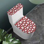 Red Baseball Pattern Print Toilet Lid And Tank Cover Set