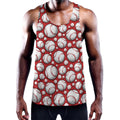 Red Baseball Pattern Print Men's Workout Tank Top