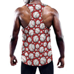 Red Baseball Pattern Print Training Tank Top
