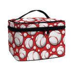 Red Baseball Pattern Print Travel Makeup Bag