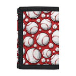 Red Baseball Pattern Print Trifold Wallet