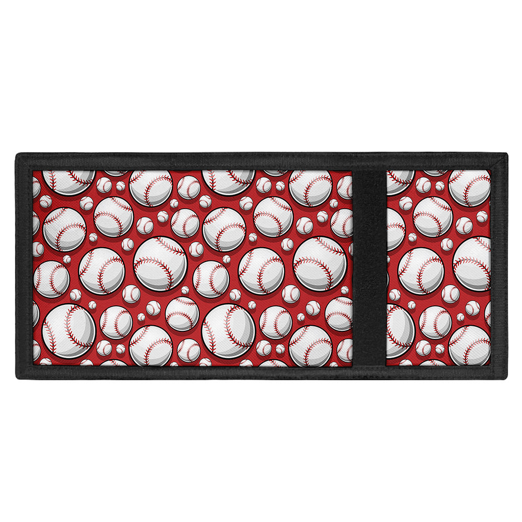 Red Baseball Pattern Print Trifold Wallet
