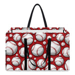 Red Baseball Pattern Print Utility Tote Bag