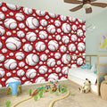 Red Baseball Pattern Print Wall Sticker