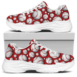 Red Baseball Pattern Print White Chunky Shoes