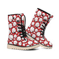 Red Baseball Pattern Print Winter Boots