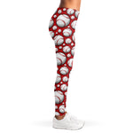Red Baseball Pattern Print Women's Leggings