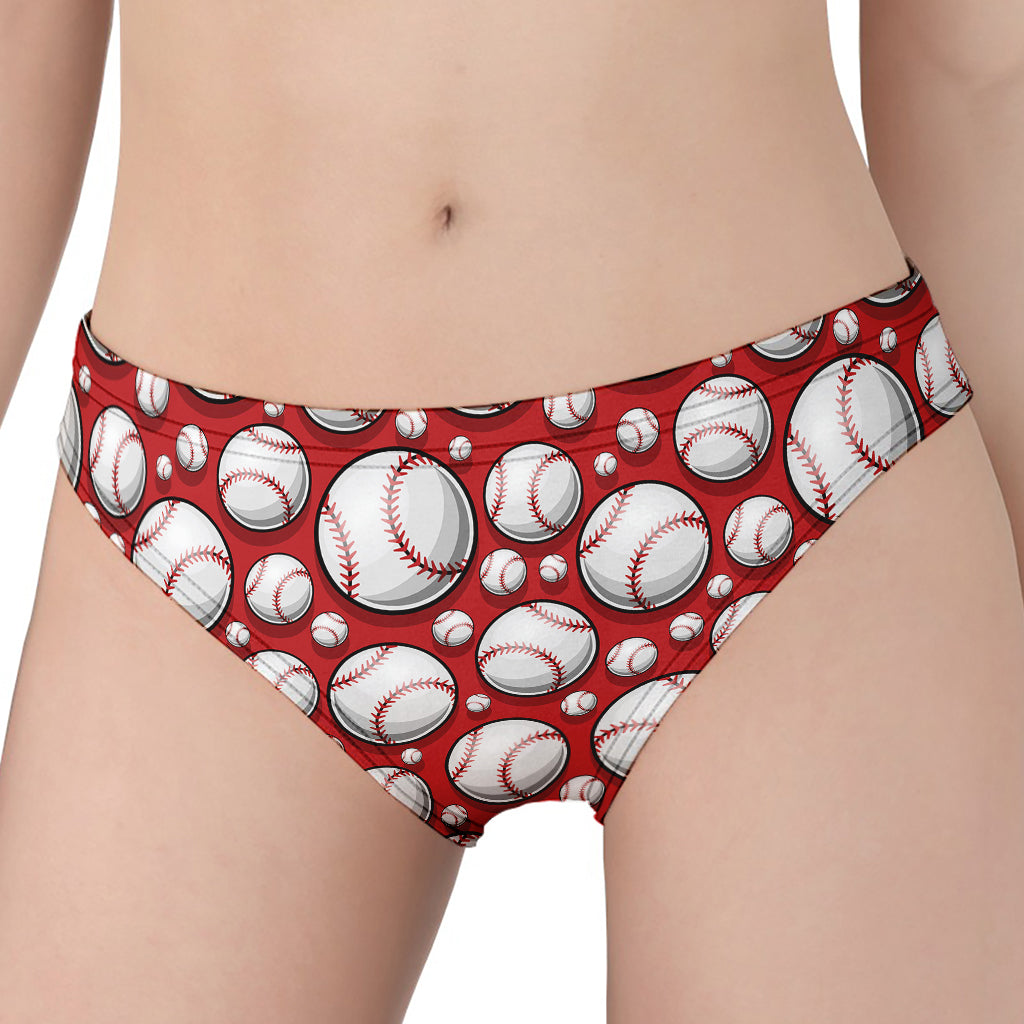 Red Baseball Pattern Print Women's Panties