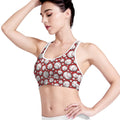 Red Baseball Pattern Print Women's Sports Bra