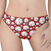 Red Baseball Pattern Print Women's Thong