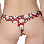 Red Baseball Pattern Print Women's Thong