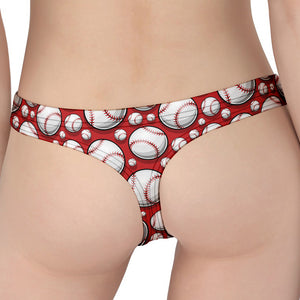 Red Baseball Pattern Print Women's Thong