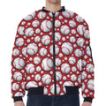 Red Baseball Pattern Print Zip Sleeve Bomber Jacket