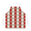 Red Beige And White Argyle Pattern Print Adjustable Apron