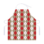 Red Beige And White Argyle Pattern Print Adjustable Apron