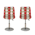 Red Beige And White Argyle Pattern Print Bar Stool Covers