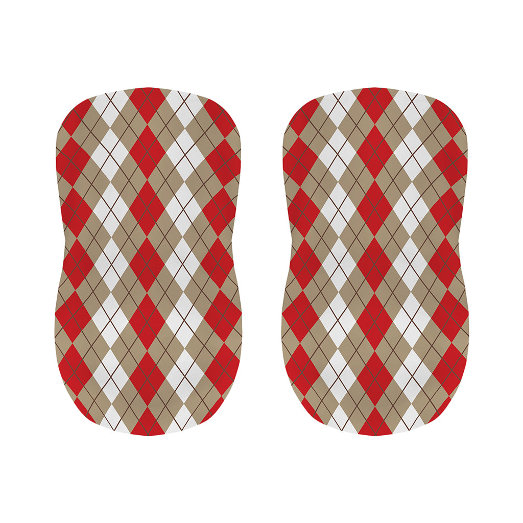 Red Beige And White Argyle Pattern Print Bar Stool Covers