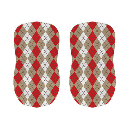 Red Beige And White Argyle Pattern Print Bar Stool Covers