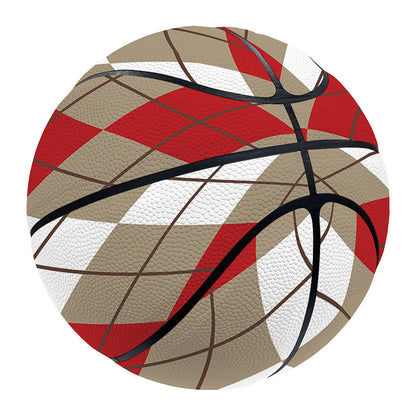 Red Beige And White Argyle Pattern Print Basketball