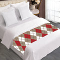 Red Beige And White Argyle Pattern Print Bed Runner