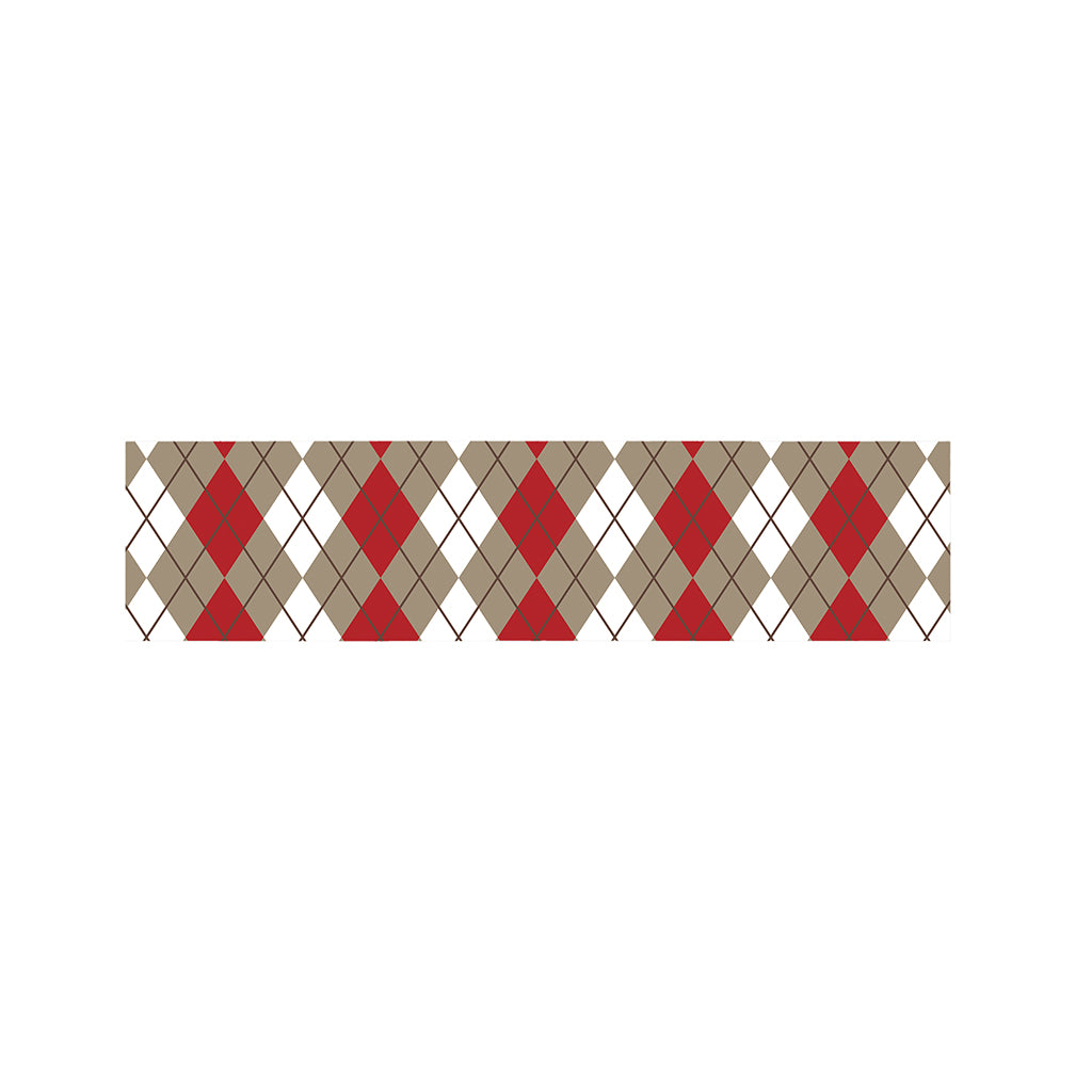 Red Beige And White Argyle Pattern Print Bed Runner