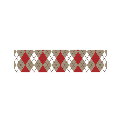 Red Beige And White Argyle Pattern Print Bed Runner