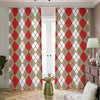 Red Beige And White Argyle Pattern Print Blackout Pencil Pleat Curtains