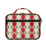 Red Beige And White Argyle Pattern Print Briefcase Bible Bag
