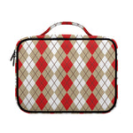 Red Beige And White Argyle Pattern Print Briefcase Bible Bag