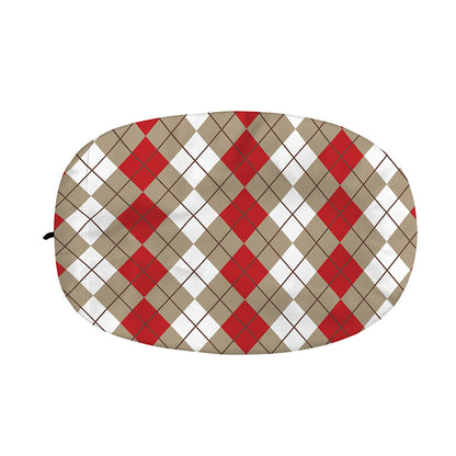 Red Beige And White Argyle Pattern Print Car Side Mirror Covers
